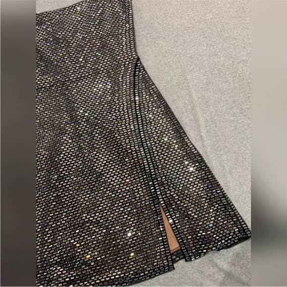 Self-Portrait Gunmetal Rhinestone Mesh Mini Dress US4 - Picture 4 of 8